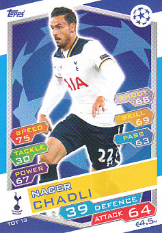 Nacer Chadli Tottenham Hotspur 2016/17 Topps Match Attax CL #TOT13